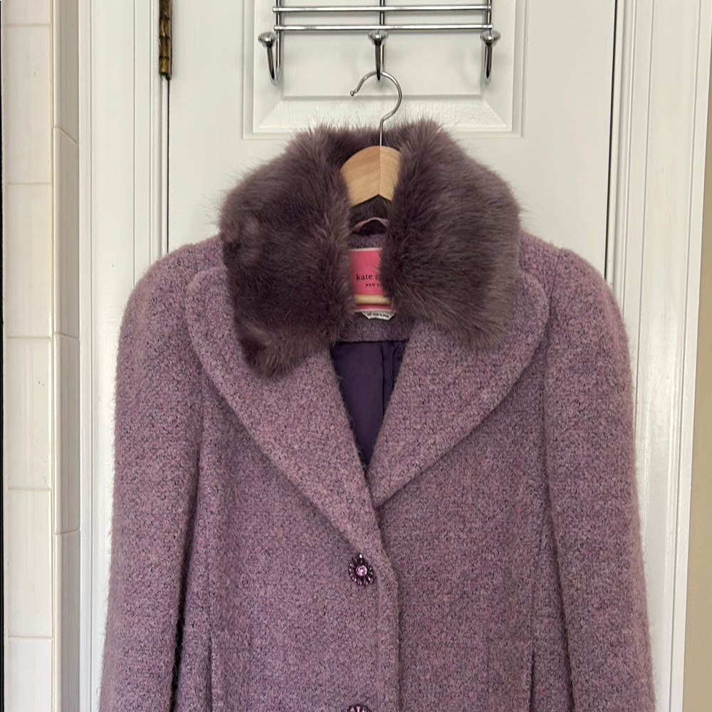 Kate Spade Plush Purple Teddy Jacket with Luxurious Collar